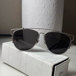 Dior Silver Metal Sunglasses with Black Lenses